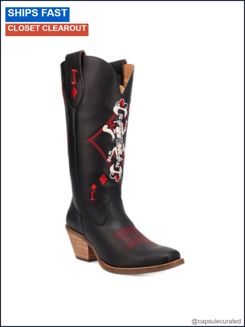 Leather Square Toe Pull On Knee High Block Heel Boots with Cushion Comfort